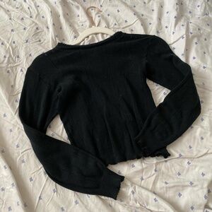 Pretties Venice Pointelle Long Sleeve in Black